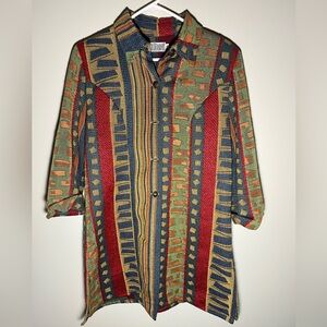 SILVERADO Long Jacket Aztec Western Design Size Small Vintage Made in USA
